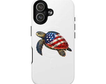 American Flag Sea Turtle Tough Magnetic Case | Patriotic Turtle Phone Cover