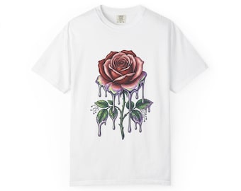 Dripping Rose T-shirt | Melting Floral Graphic Tee
