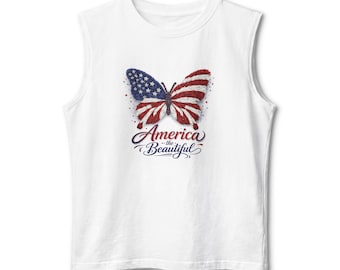 American Flag Butterfly Muscle Tank | Watercolor Patriotic Spirit