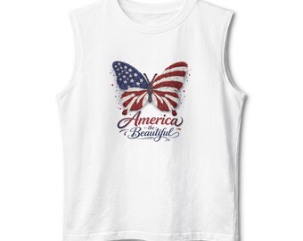 American Flag Butterfly Tank Top | Watercolor Patriotic Graphic Tee