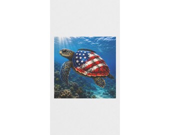 American Flag Sea Turtle Beach Cloth | Boho Coastal Towel