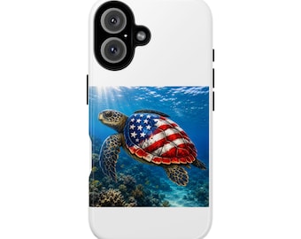 American Flag Sea Turtle Tough Case | Patriotic Ocean Phone Case