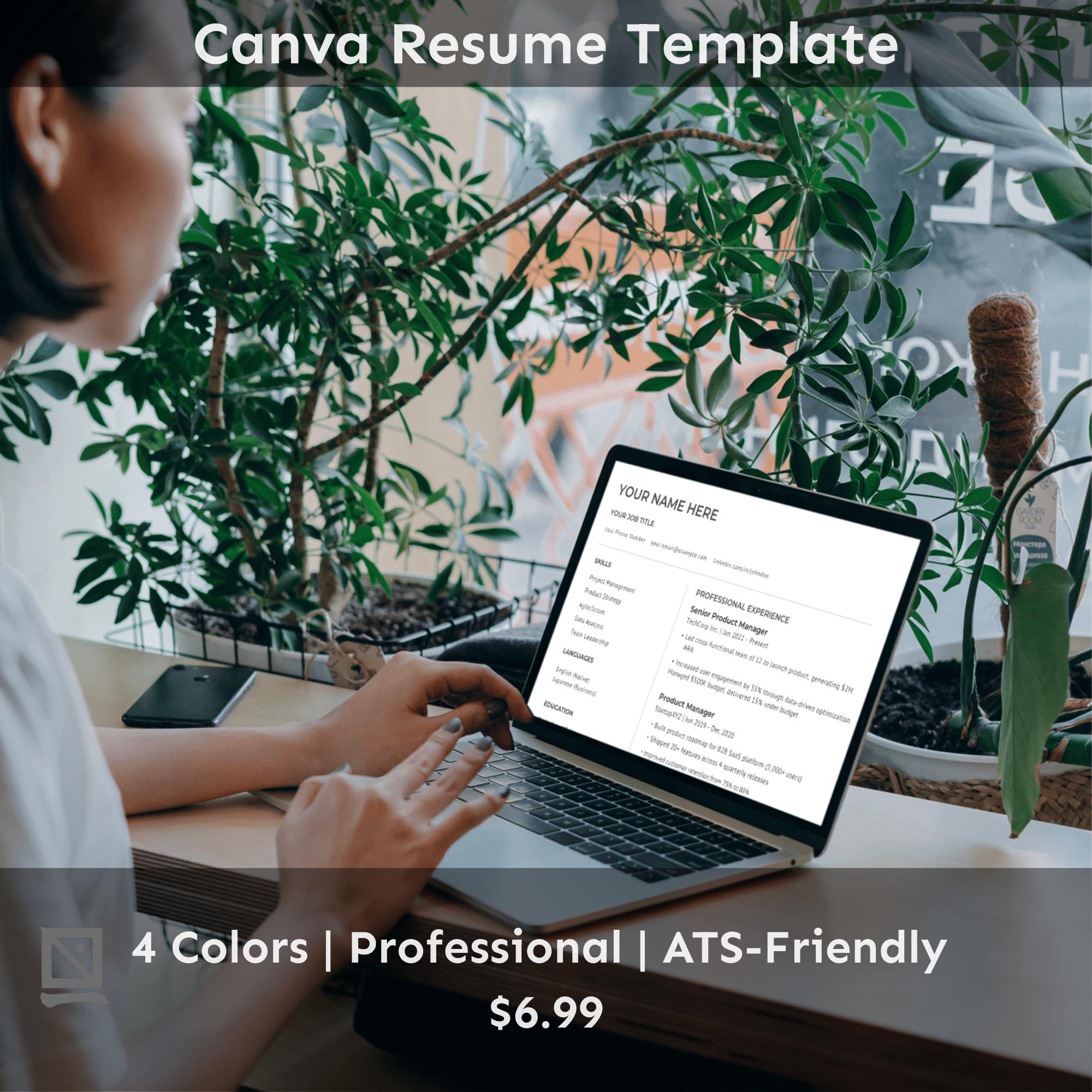 ATS Resume Template Canva | Minimalist CV | Professional | Instant ...