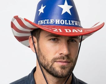 Uncle Sam Cowboyhut, Cowboyhut mit Amerikanische Flagge, Stars and Stripes