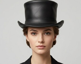 Black Top Hat Victorian Steampunk Formal Gothic Festival Statement Handmade Headwear
