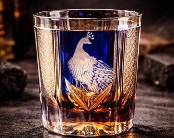 Edo Kiriko - Whiskey Glass Set – Asanoha Kikko Shippo Patterns - Hand Cut Japanese Crystal Tumbler - Luxury Bourbon Glass, Gift for Him