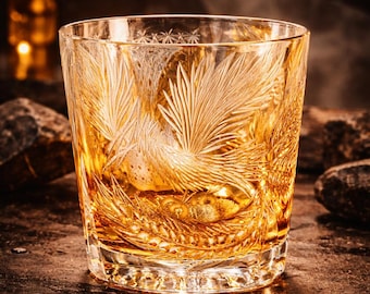 Whiskey Glass Set – Hand Cut Japanese Crystal Tumbler - Edo Kiriko -  Asanoha Kikko Shippo Patterns - Luxury Bourbon Glass, Gift for Him