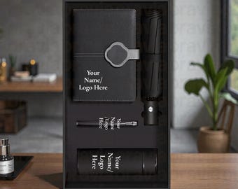 Corporate Gift Set: Notebook, Tumbler, Umbrella – Custom Logo Welcome Kit