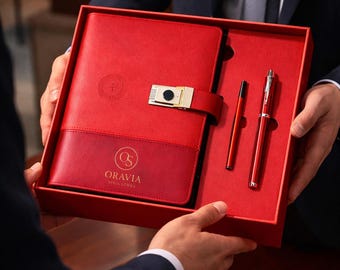 Executive Smart Notebook Gift Set – Fingerprint Lock Journal with Wireless Power Bank