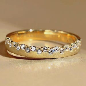 Simulated Diamond Round Cut Eternity band Wedding Ring In 14k Yellow Gold Plated