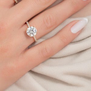 Hidden Halo Engagement Ring 2.0Ct Round Certified Lab Diamond Wedding Ring Stackable Solitaire Ring 14K Gold Ring Bridal Ring Gift For Her