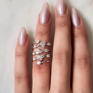 Engagement Ring Multi-Layer Floral Ring Wrap Serpent Band Ring Unique Statement Ring Spiral Lab Ring Minimalist Swirl Ring Layered Look Ring