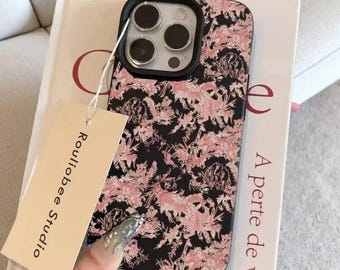Custodia per Samsung con motivo floreale rosa, cover per telefono in TPU con texture lichee