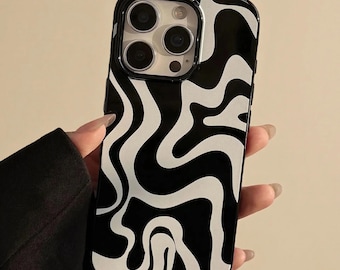 Custodia per iPhone a strisce zebrate, cover in TPU geometrica