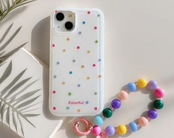 Custodia morbida in silicone per iPhone: motivo a pois colorati, sottile protezione antiurto