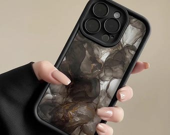 Cover per telefono in silicone liquido effetto marmo, con motivo astratto a spirale e finitura opaca, per iPhone 15-17