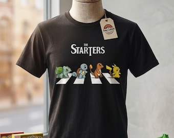 Das PKM Starter Shirt, Kawaii Gaming Geschenk Top für Anime Liebhaber, lustiges Retro Gamer T-Shirt, Abbie Road PKM Anime Grafik Shirts