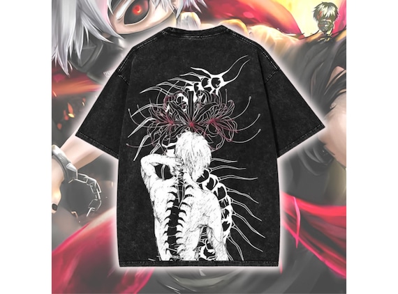 Kaneki Ken Graphic T-Shirt, Tokyo Ghoul Tee Shirt, Cotton Washed Top, Oversized Streetwear Shirt
