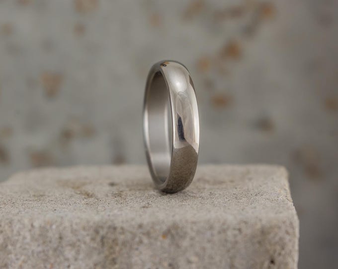 Handmade Polished Titanium Ring, Rounded Women's Wedding Band. (00001_4N)