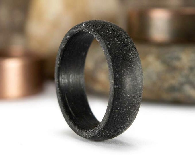 Handmade Matte Black Concrete Ring, Men's Wedding Band. (00601_7N)
