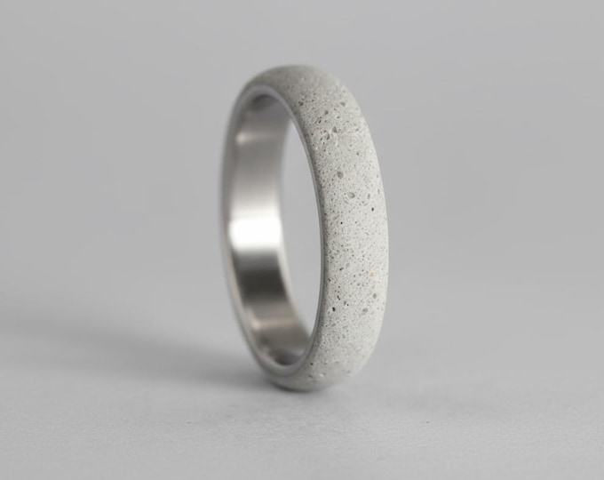 Titanium Concrete Ring, Matte Gray Band. (00706_4N)
