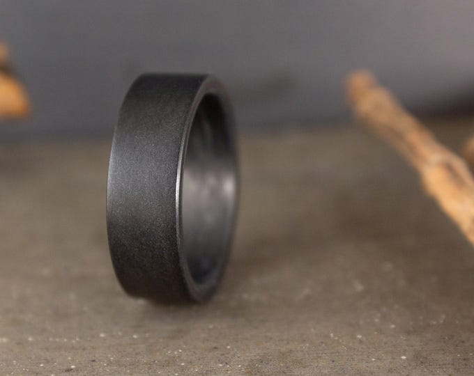 Carbon Fiber Graphite Ring, Matte Gray Band - Alternative Wedding Ring. (01100_7N)
