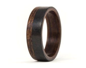 SALE!1  15% Off. Matte black concrete and wenge wood ring for him. Concrete and wooden engagement ring for him (00904_6N)