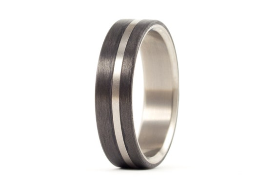 Men's Matte Hammer Black Ceramic Wedding Ring in Black Ceramic 7mm Size 10  | MADANI Rings