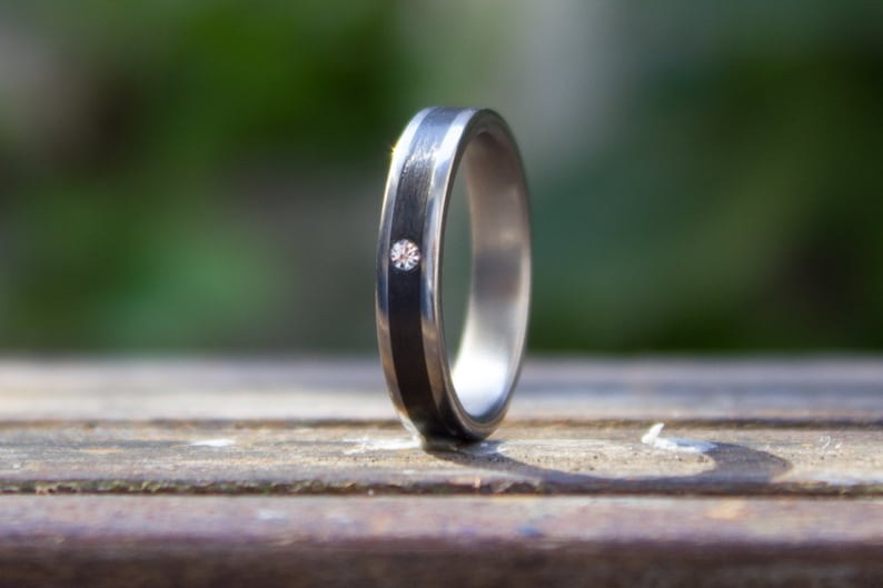 Titanium and Carbon Fiber Ring for Her. Black Womens Wedding Etsy