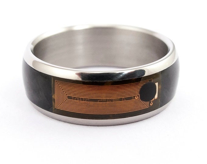 Handmade NFC Smart Ring, Titanium & Carbon Fiber Band. FREE TAXES