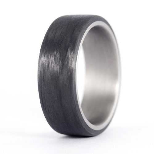 Titanium and Carbon Fiber Ring for Him. Black Mens Wedding - Etsy