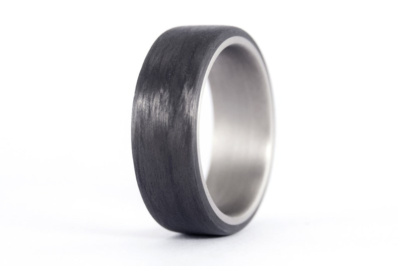 Titanium and Carbon Fiber Ring for Him. Black Mens Wedding Etsy