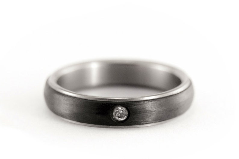 Titanium and Carbon Fiber Ring With Swarovski Crystal. Black Etsy