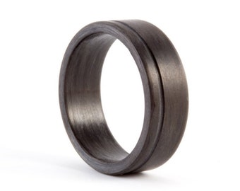 Matte carbon fiber ring for him. Black mens wedding band. Lightweight engagement ring for him. Alternative wedding band  (00109_7N)