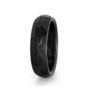 Set of hammered carbon fiber rings . Wedding bands. Matte carbon fiber hammered engagement bands. 00111_6N8N image 6