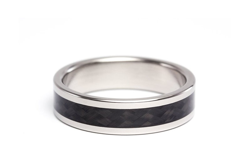 Titanium and Carbon Fiber Ring for Him . Black Mens Engagement Etsy
