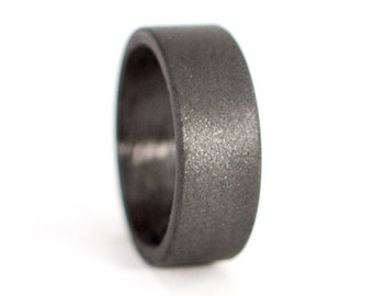 Carbon fiber and graphite ring for him. Gray flat men's wedding band. Alternative wedding ring. Graphite engagement ring (01100_7N)