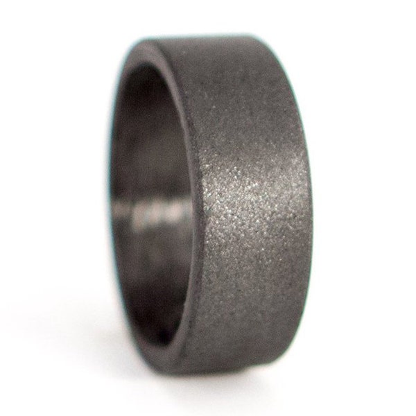 Carbon fiber and graphite ring for him. Gray flat men's wedding band. Alternative wedding ring. Graphite engagement ring (01100_7N)