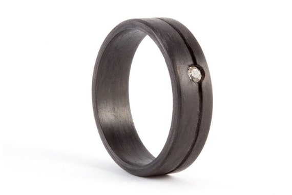 Matte Carbon Fiber Ring for Her. Black Womens Wedding Band With Swarovski Crystal. Lightweight Ring Engagement Ring for Her 00109 5S1 Etsy Canada