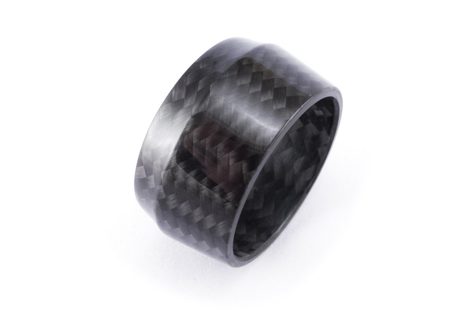 Glossy Carbon Fiber Ring for Him. Black 10 Mm Width Wedding Etsy