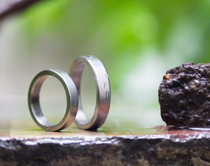 Matte Titanium Wedding Band Set, Flat Hypoallergenic Rings. (00002_4N4N)