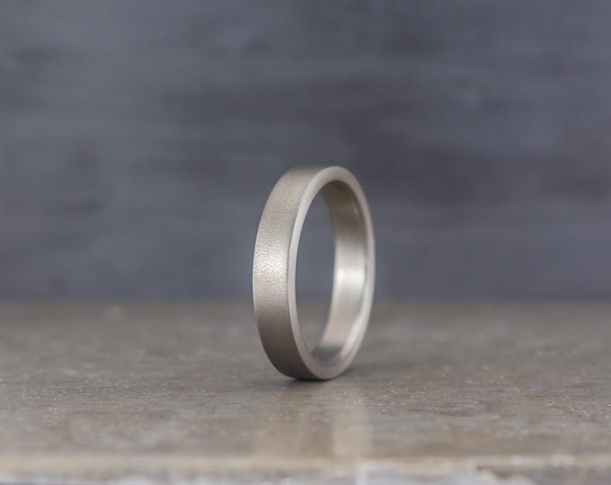 Matte Titanium Ring, Flat Wedding Band for Her. (00002_4N)