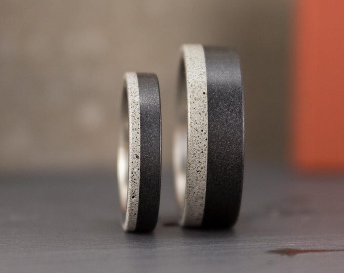 Titanium, Concrete and Graphite wedding bands. (00433_6N7N)