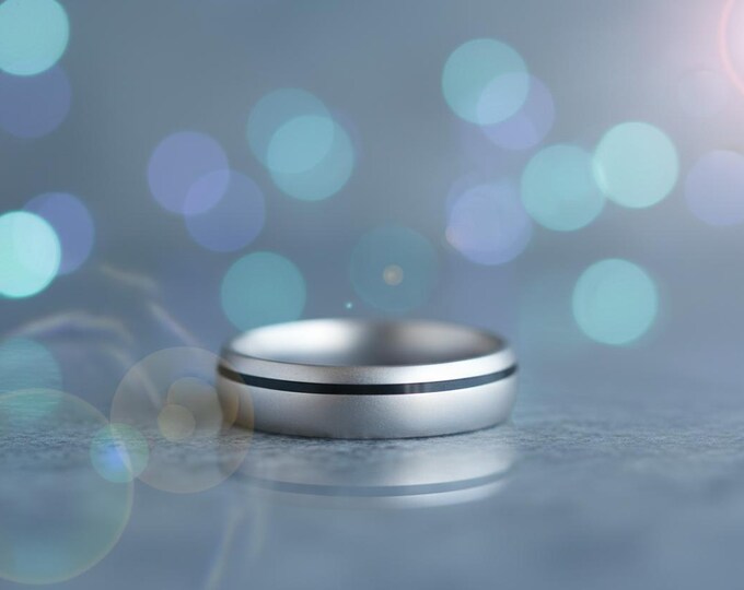 Handmade Titanium Carbon Fiber Ring, Matte Mens Wedding Band. (00301_7N)