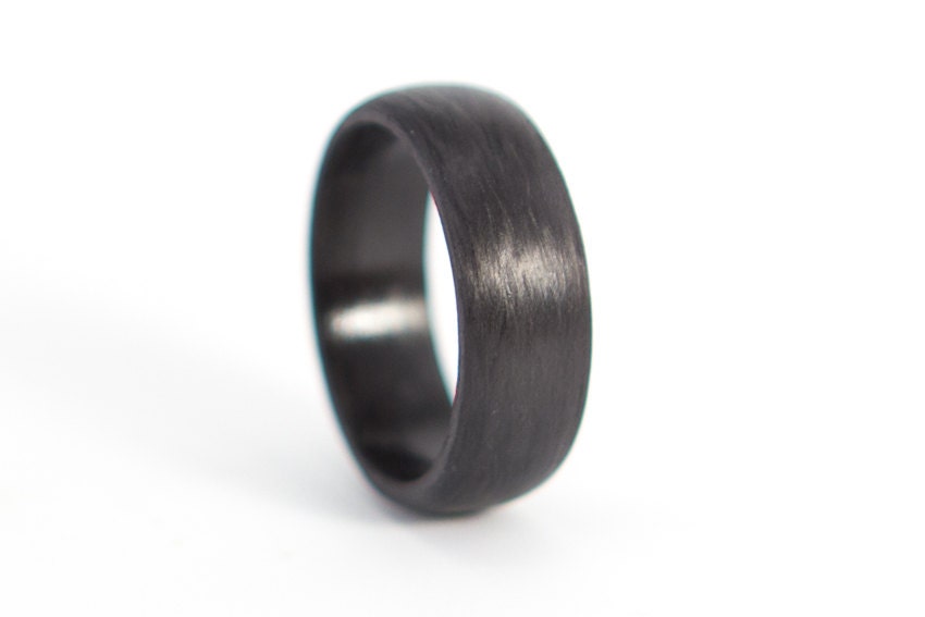 Men's carbon fiber round ring. Unique and industrial black Etsy
