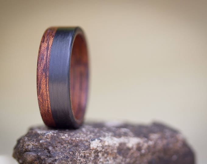 Men's Cedar and Carbon Fiber Ring, Natural Wooden Wedding Band. (00404_7N)