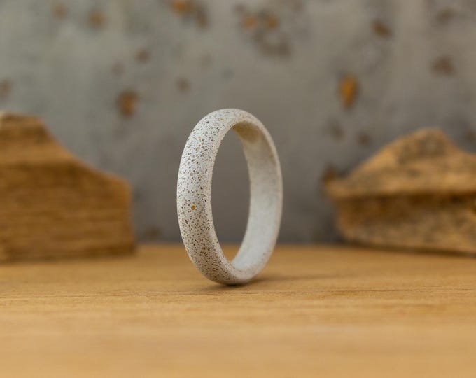 Gray Concrete Ring, Matte Cement Wedding Band, Alternative Style. (0600_4N)