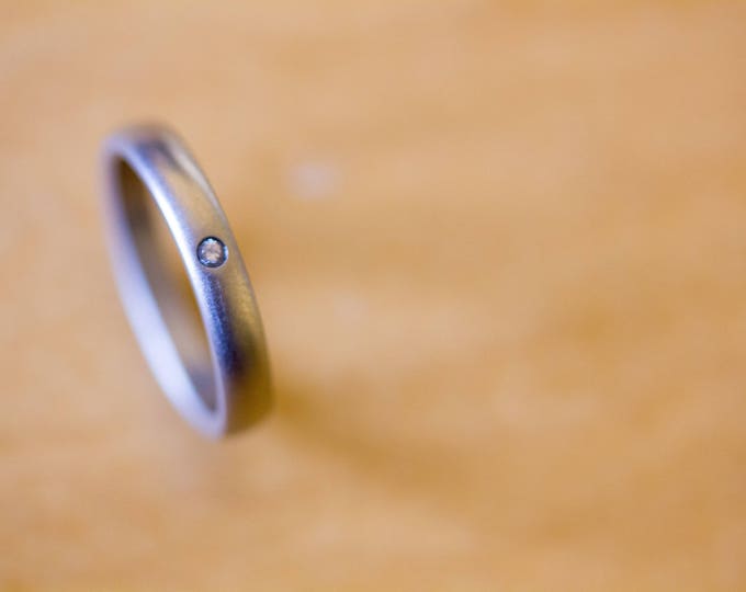 Matte Titanium Diamond Ring, Hypoallergenic Wedding Band. (00002_4D)