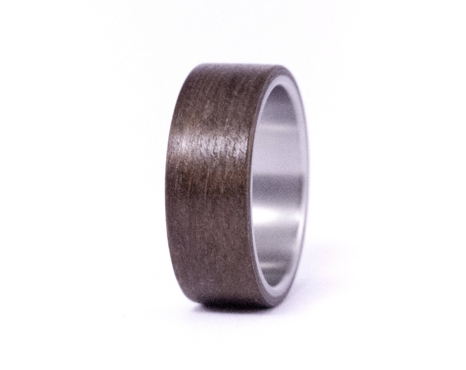 Titanium Mens Wedding Band: Incense Bentwood Ring, Matte Finish. (00524_8N)