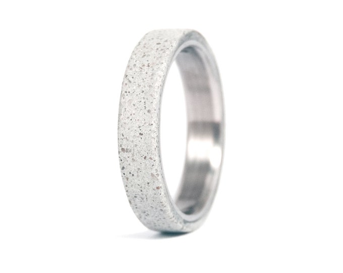 Titanium & Concrete Ring, Matte Flat Wedding Band (00705_4N)